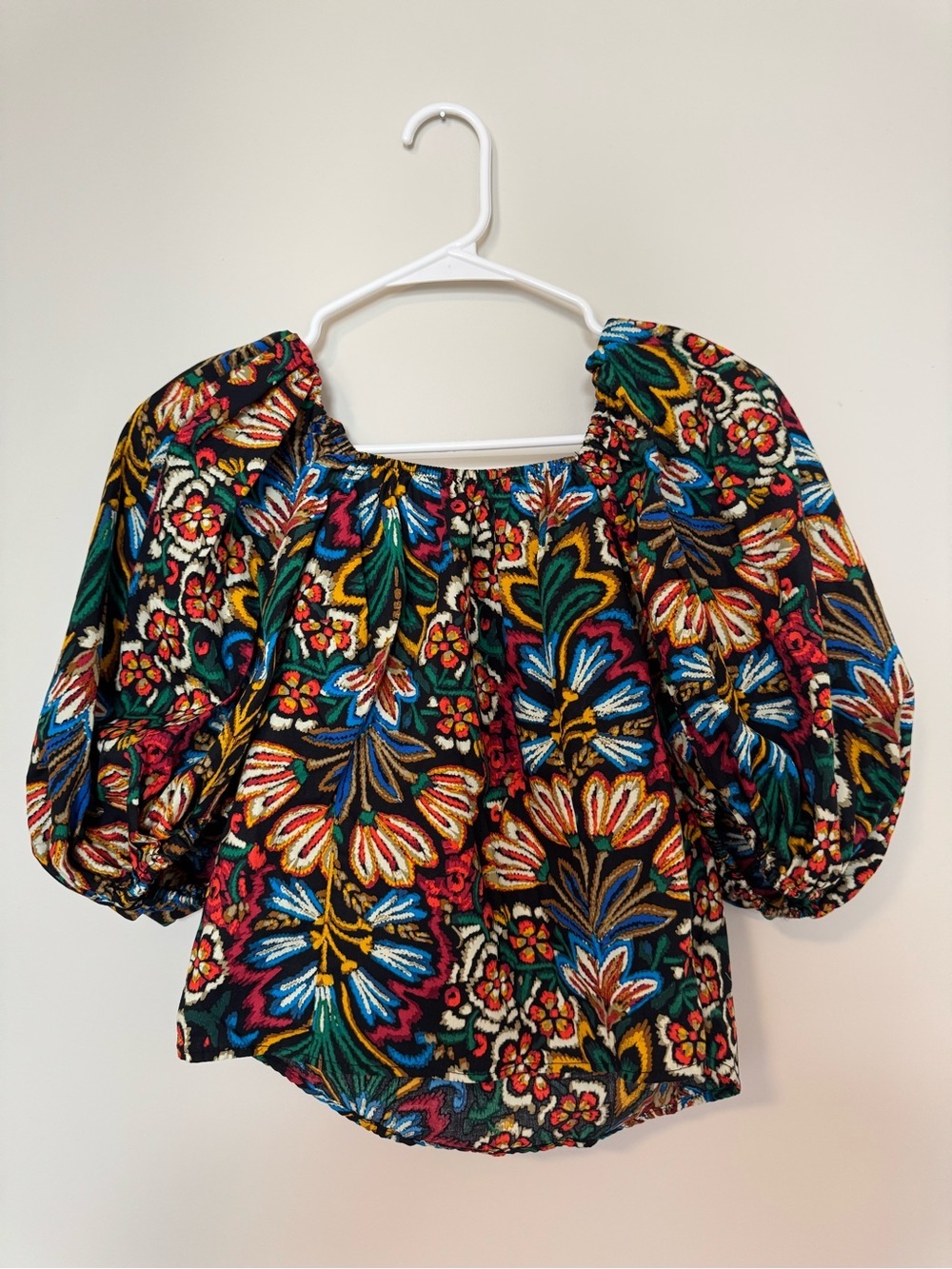 OLIVACEOUS Boho Puff Sleeve Printed Top S